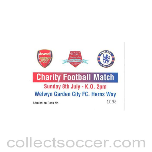 Arsenal v Chelsea pass at Welwyn Garden City FC Charity Match