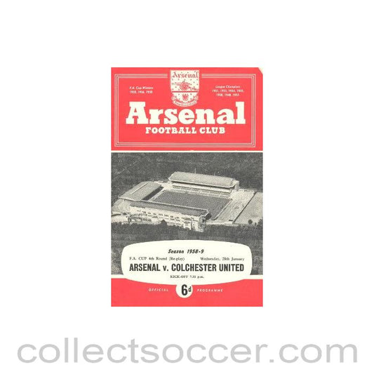 1959 - Arsenal v Clochester United official programme 28/01/1959