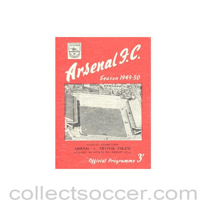 1949 - Arsenal v Crystal Palace official programme 29/10/1949 Football Combination
