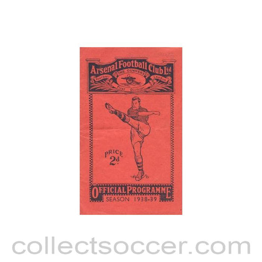 1938 - Arsenal v Derby County official programme 14/09/1938