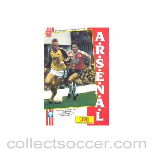 1989 - Arsenal v Everton official programme 08/04/1989 League Cup