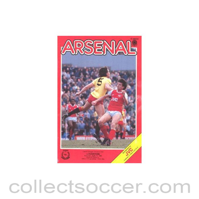 1986 - Arsenal v Everton official programme 12/04/1986 Canon League