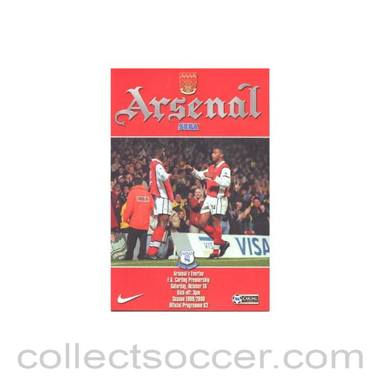 1999 - Arsenal v Everton official programme 16/10/1999 Premier League