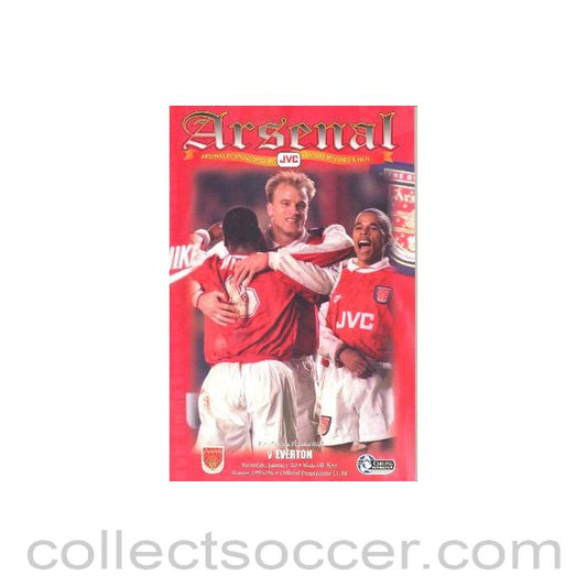 1996 - Arsenal v Everton official programme 20/01/1996 Carling Premiership