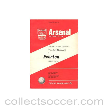 1967 - Arsenal v Everton official programme 25/04/1967