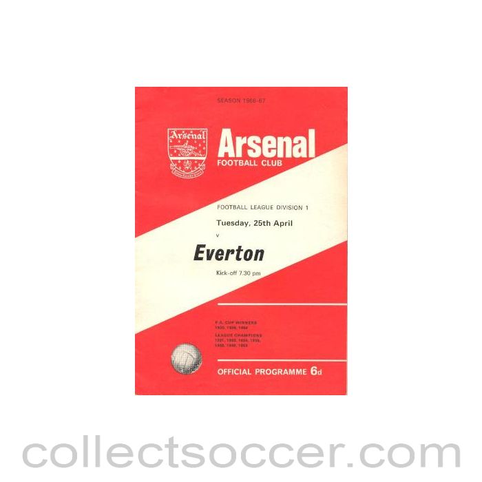1967 - Arsenal v Everton official programme 25/04/1967