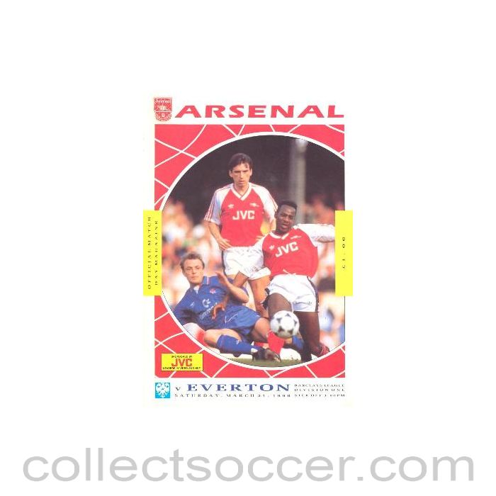 1990 - Arsenal v Everton official programme 31/03/1990 League Cup