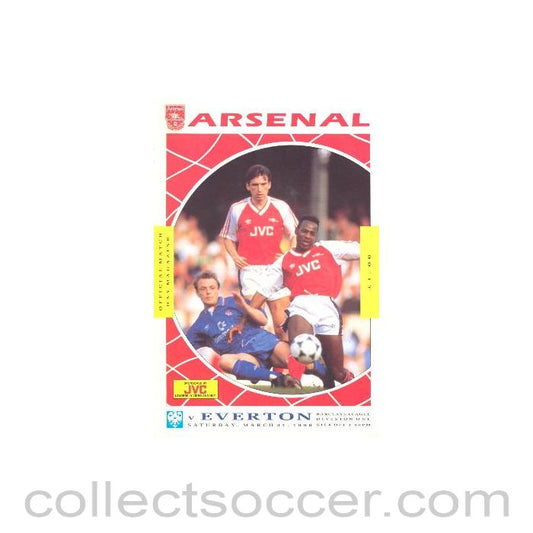 1990 - Arsenal v Everton official programme 31/03/1990 League Cup