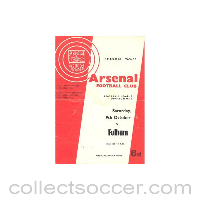1965 - Arsenal v Fulham official programme 09/10/1965