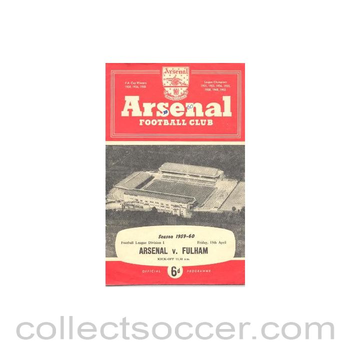 1960 - Arsenal v Fulham official programme 15/04/1960