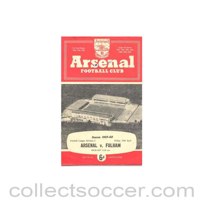 1960 - Arsenal v Fulham official programme 15/04/1960