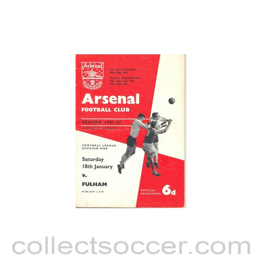 1964 - Arsenal v Fulham official programme 18/01/1964