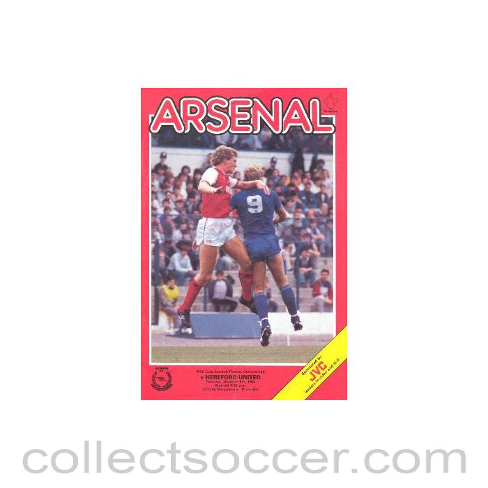 1985 - Arsenal v Hereford United official programme 08/10/1985 Milk Cup