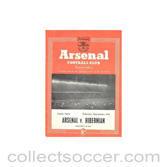 1952 - Arsenal v Hibernian official programme 22/10/1952