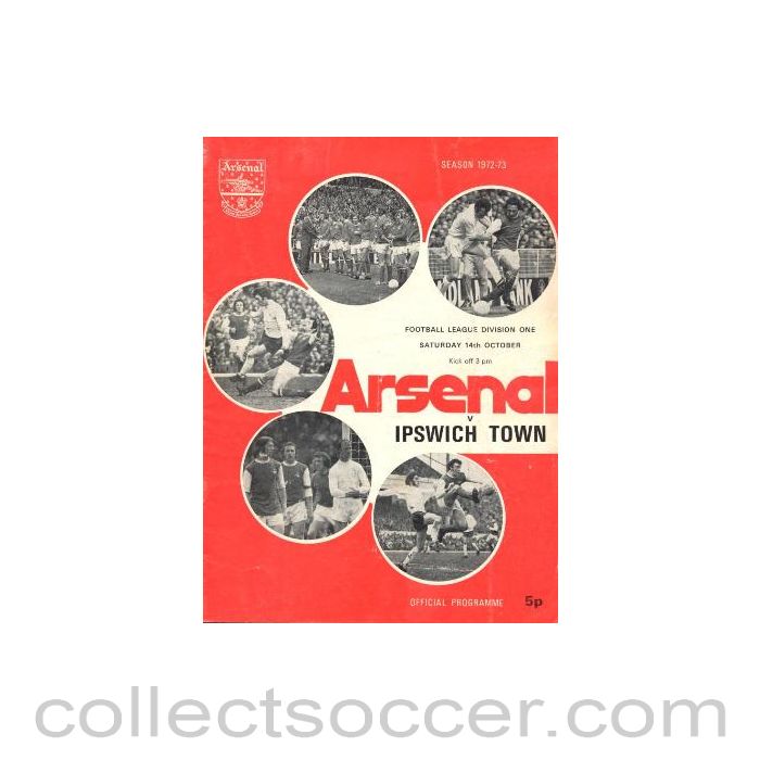 1972 - Arsenal v Ipswich Town official programme 14/10/1972