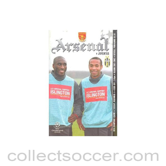 2001 - Arsenal v Juventus official programme 04/12/2001