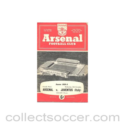 1958 - Arsenal v Juventus official programme 26/11/1958