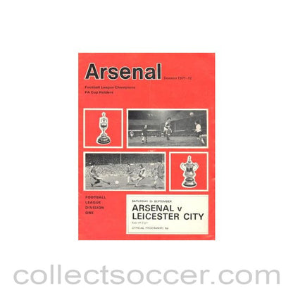 1971 - Arsenal v Leicester City official programme 25/09/1971 Football League