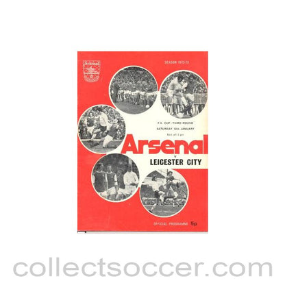 1973 - Arsenal v Leicester City official programme FA Cup 3rd Round  13/01/1973