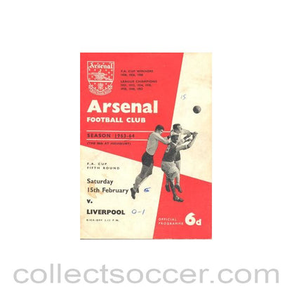 1964 - Arsenal v Liverpool official programme 15/02/1964