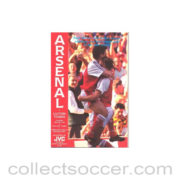 1991 - Arsenal v Luton Town official programme 27/08/1991 Football League