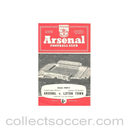 1958 - Arsenal v Luton official programme 27/12/1958