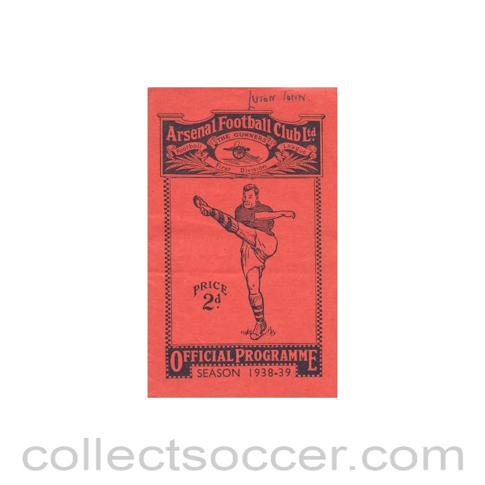 1938 - Arsenal v Luton Town official programme 29/10/1938