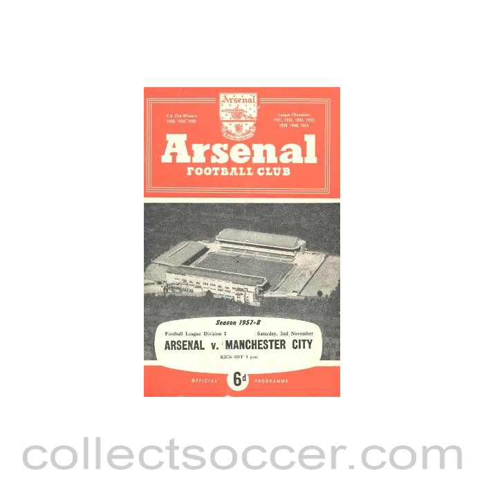 1957 - Arsenal v Manchester City official programme 02/11/1957