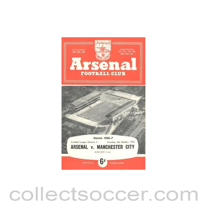 1956 - Arsenal v Manchester City official programme 06/10/1956