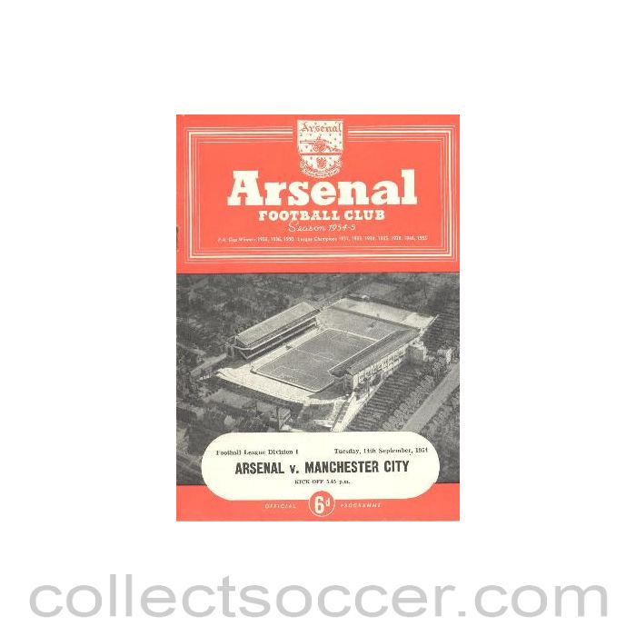 1954 - Arsenal v Manchester City official programme 14/09/1954