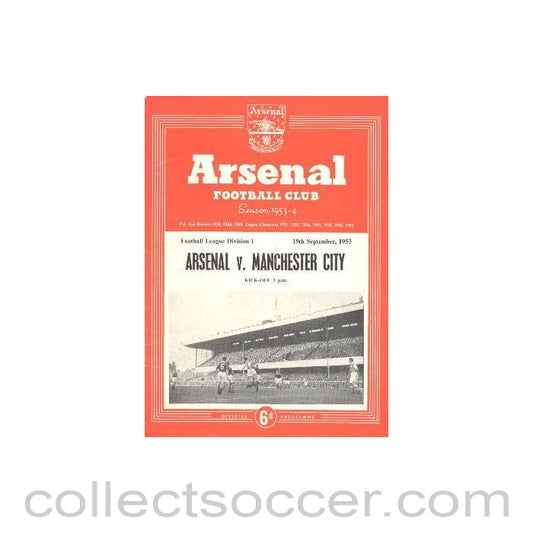 1953 - Arsenal v Manchester City official programme 19/09/1953