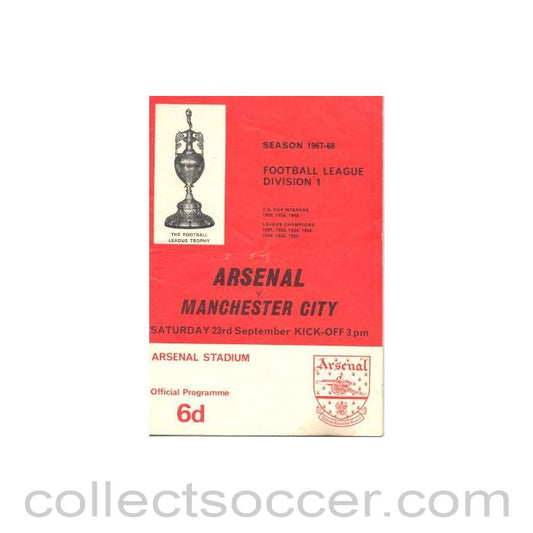 1967 - Arsenal v Manchester City official programme 23/09/1967