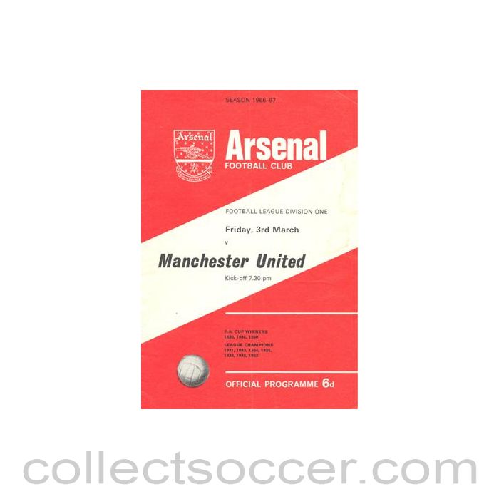 1967 - Arsenal v Manchester United official programme 03/03/1967