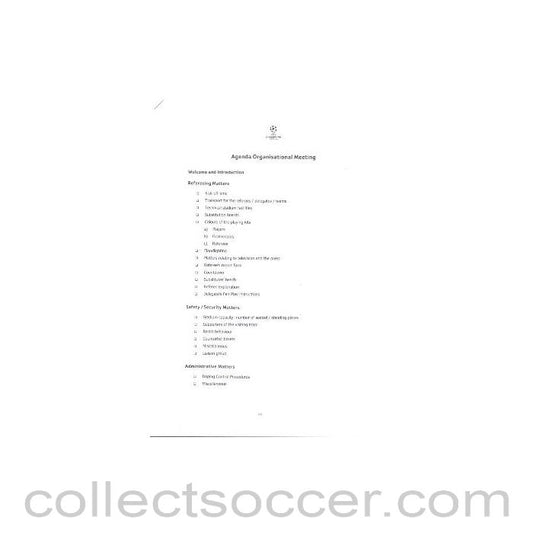 2009 - Arsenal v Manchester United agenda 05/05/2009