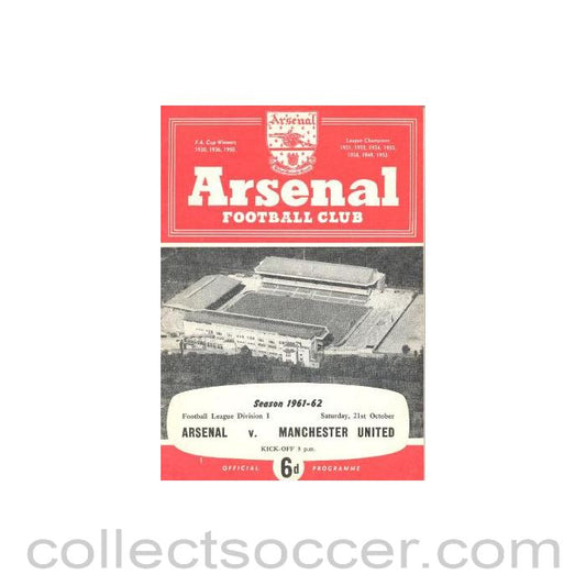 1961 - Arsenal v Manchester United official programme 21/10/1961