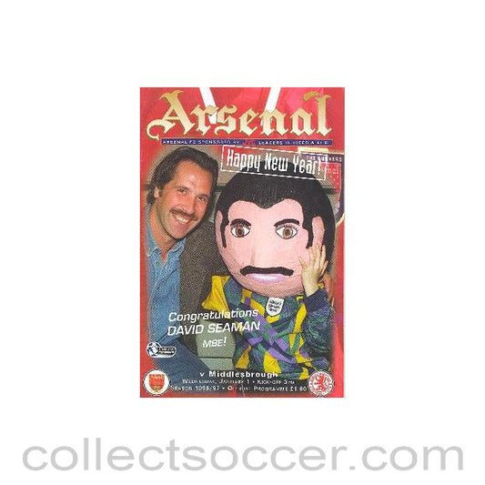1997 - Arsenal v Middlesbrough official programme 01/01/1997
