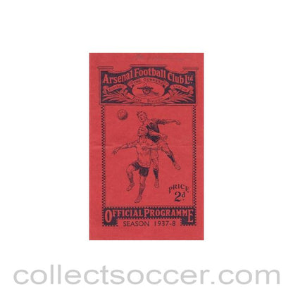 1937 - Arsenal v Middlesbrough official programme 30/10/1937