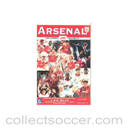 1994 Super Cup Final official programme 1st Leg Arsenal v Milan