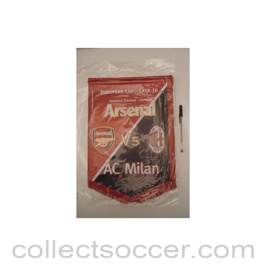 2008 - Arsenal v Milan European Cup 20/02/2008 in the UK and 04/03/2008 in Italy pennant