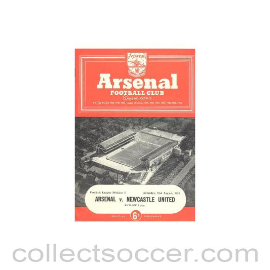 1954 - Arsenal v Newcastle United official programme 21/08/1954