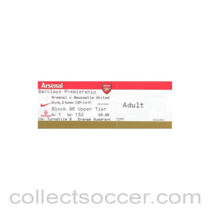 Arsenal v Newcastle United ticket