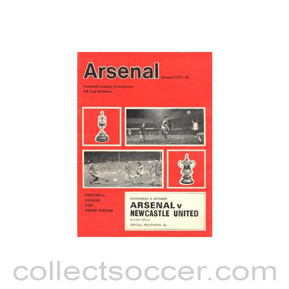 1971 - Arsenal v Newcastle United official programme 06/10/1971