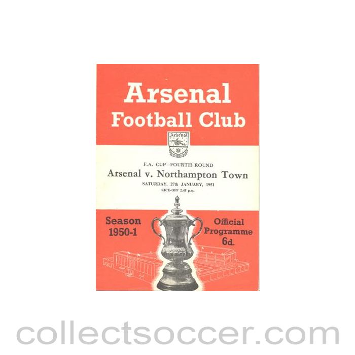 1951 - Arsenal v Northampton Town official programme 27/01/1951 F.A. Cup