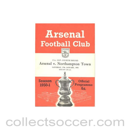 1951 - Arsenal v Northampton Town official programme 27/01/1951 F.A. Cup
