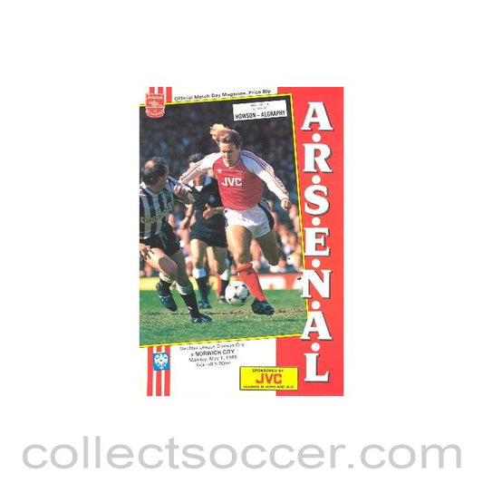 1989 - Arsenal v Norwich City official programme 01/05/1989 League Cup