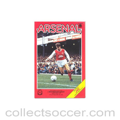 1986 - Arsenal v Nottingham Forest official programme 08/04/1986 Canon League