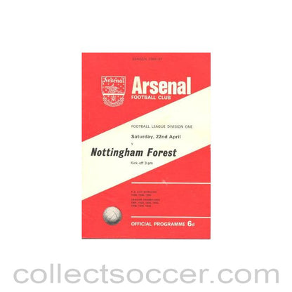 1967 - Arsenal v Nottingham Forest official programme 22/04/1967