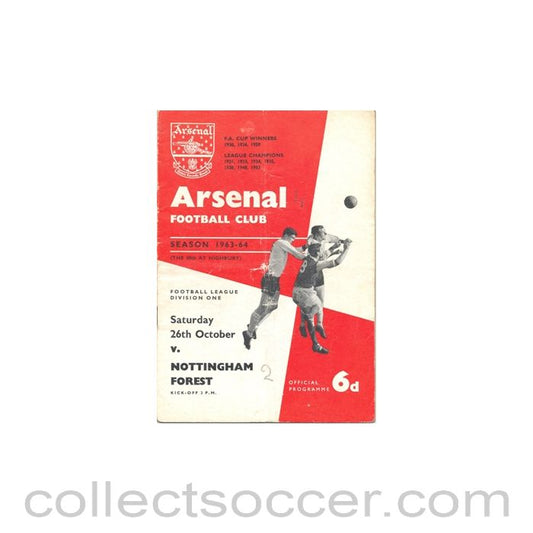 1963 - Arsenal v Nottingham Forest official programme 26/10/1963