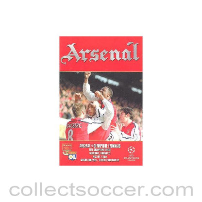 2001 - Arsenal v Olympique Lyonnais official programme 21/02/2001