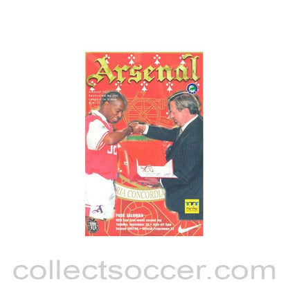 1997 - Arsenal v Paok Salonika official programme 30/09/1997 UEFA Cup